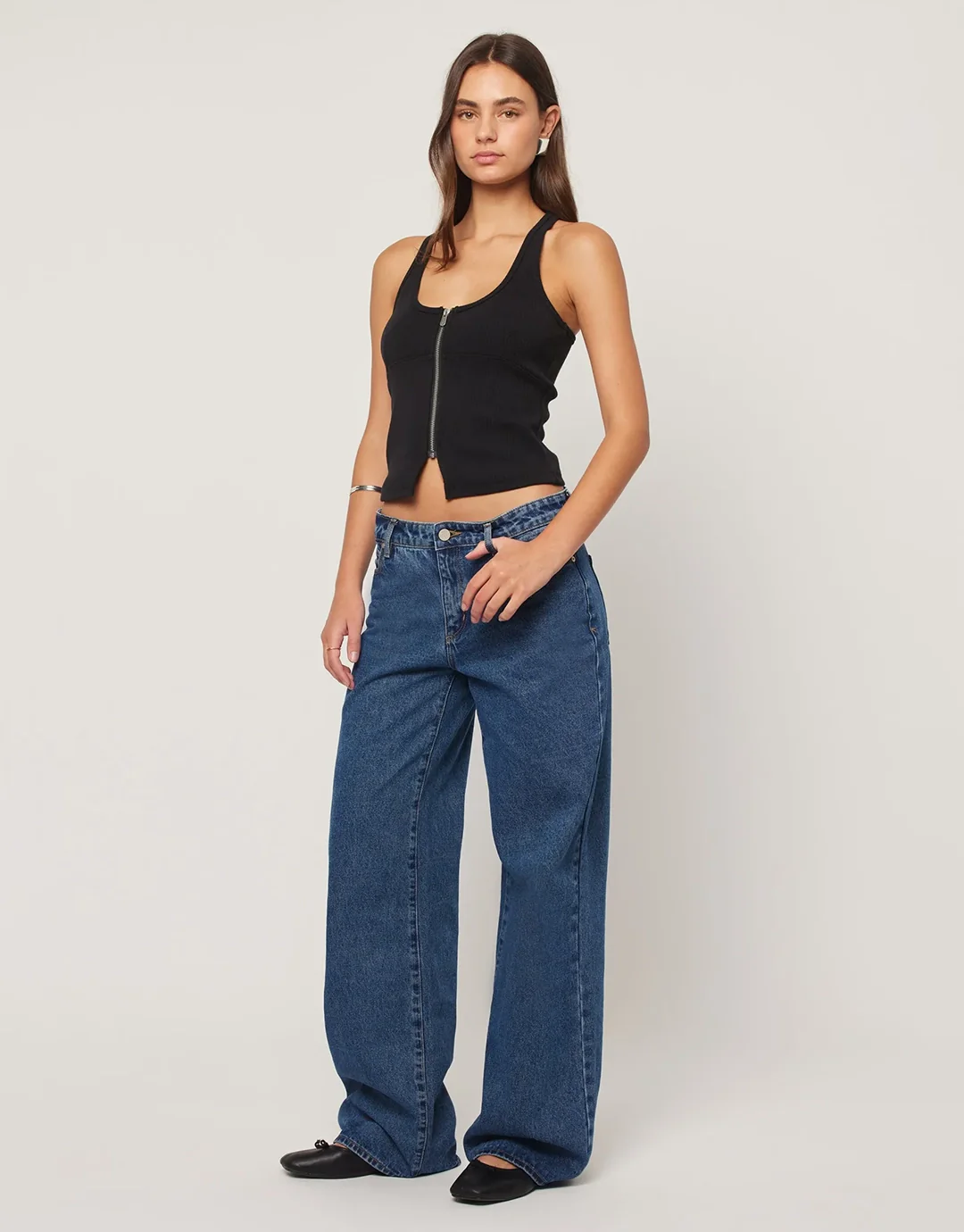 99 Bella Low Baggy Jeans - Mid Blue - Image 2