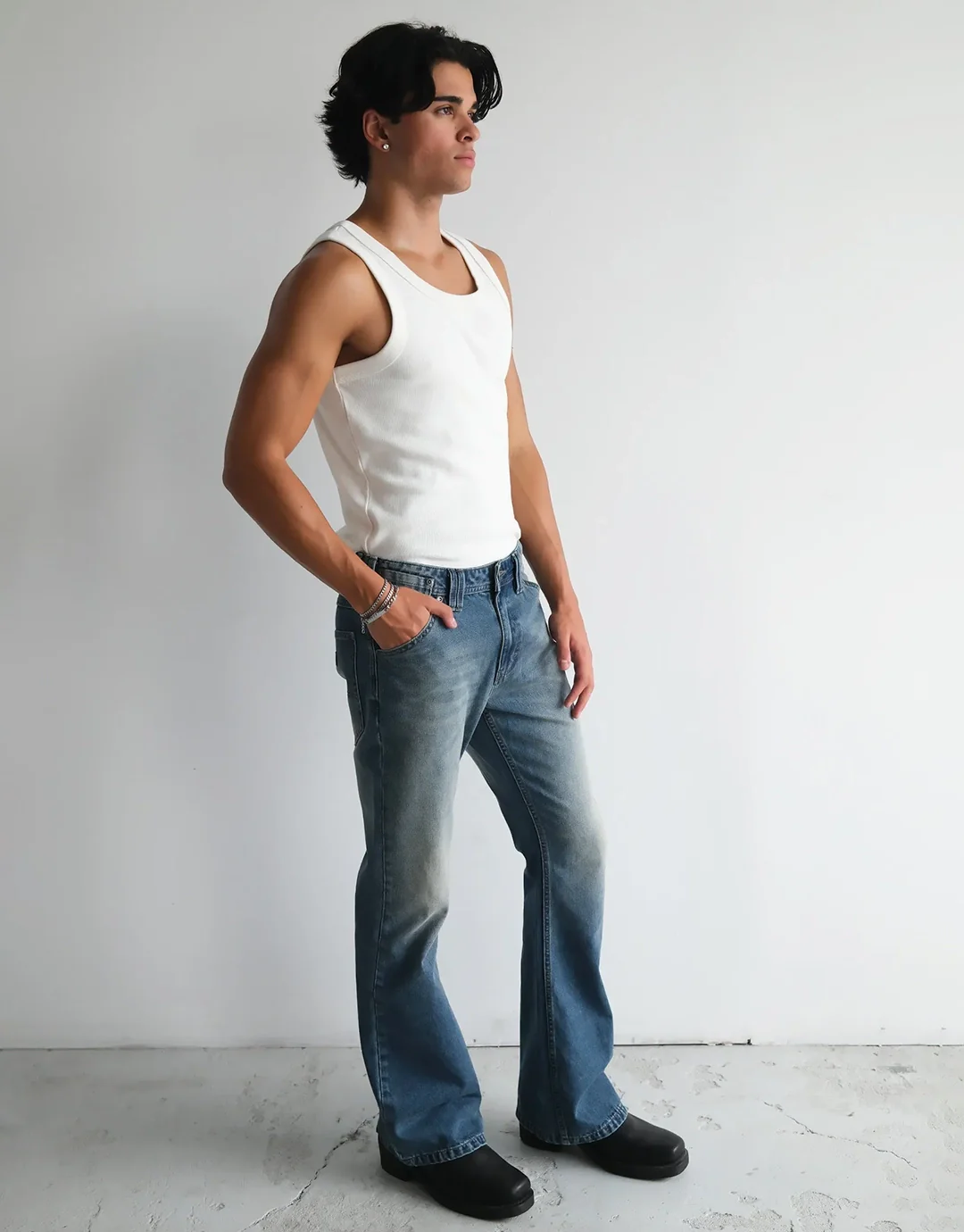 A4 Flare Kendrick Denim Jeans - Washed Blue - Image 3