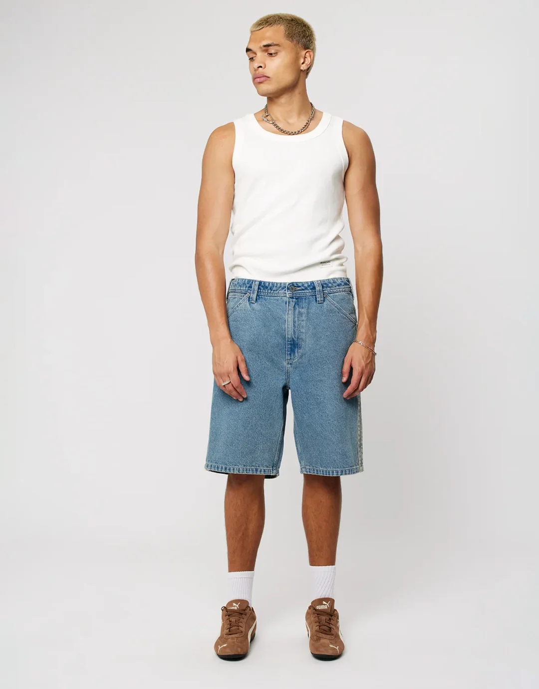 A5 Baggy Deniim Shorts - Barry Stripe - Image 2