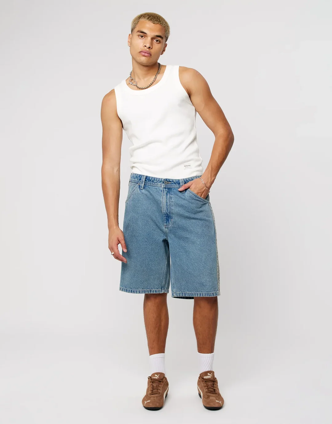 A5 Baggy Deniim Shorts - Barry Stripe - Image 3