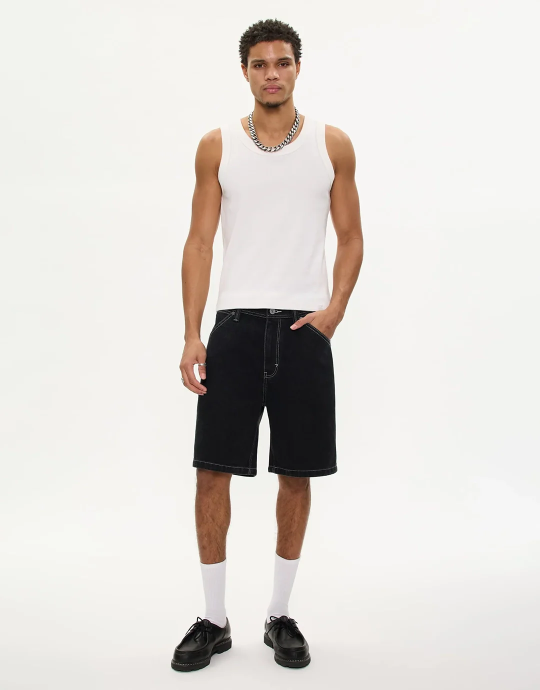 A5 Lance Baggy Denim Shorts - Washed Black - Image 2