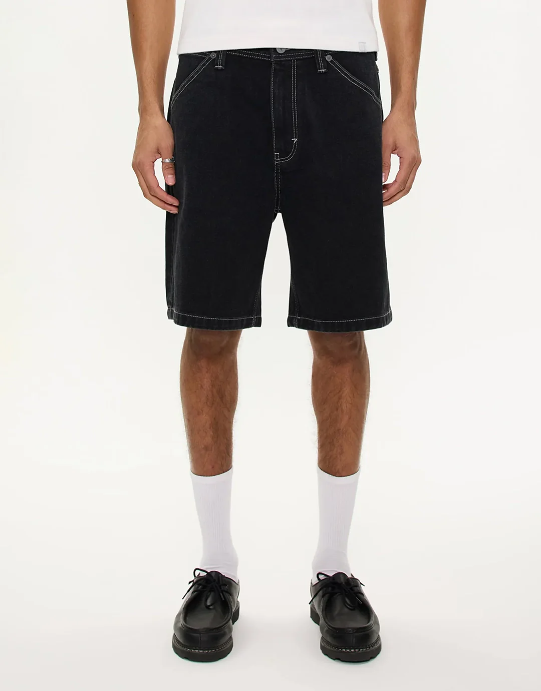 A5 Lance Baggy Denim Shorts - Washed Black - Image 3