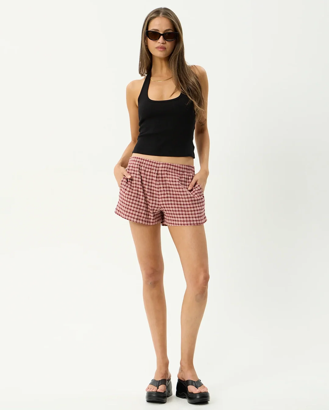 Capricorn - Seersucker Short - Burgundy / Beige Check - Image 4