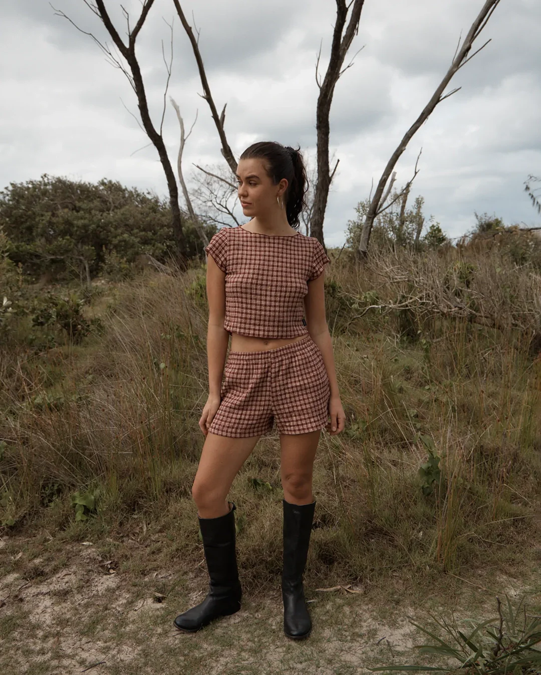Capricorn - Seersucker Short - Burgundy / Beige Check - Image 7