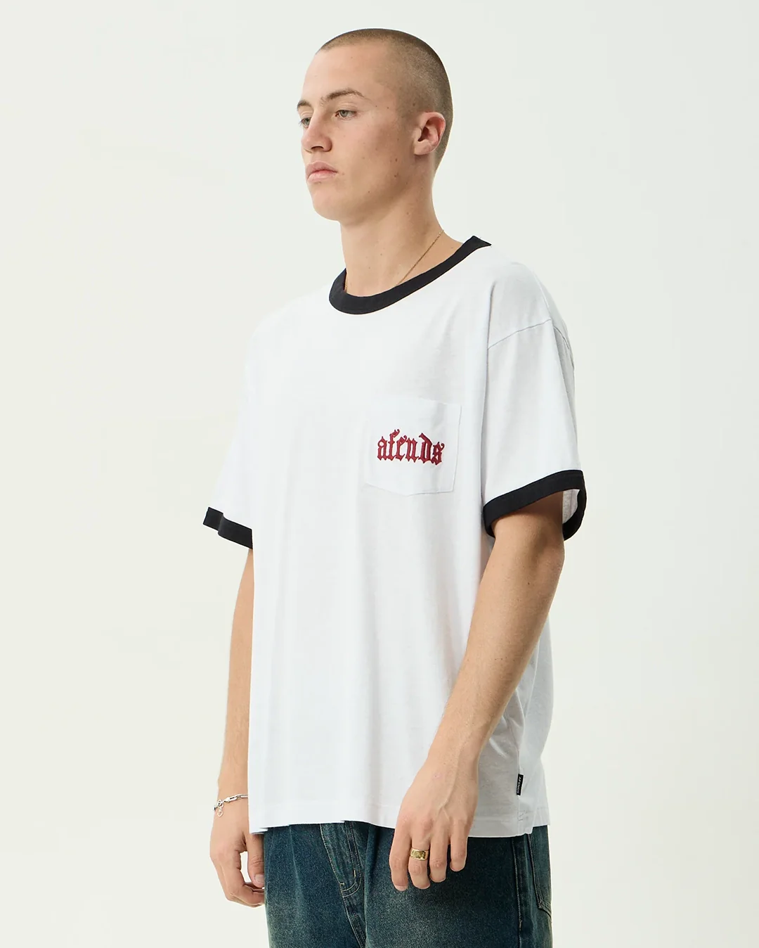 Drop Zone Boxy Ringer Tee - White - Image 2