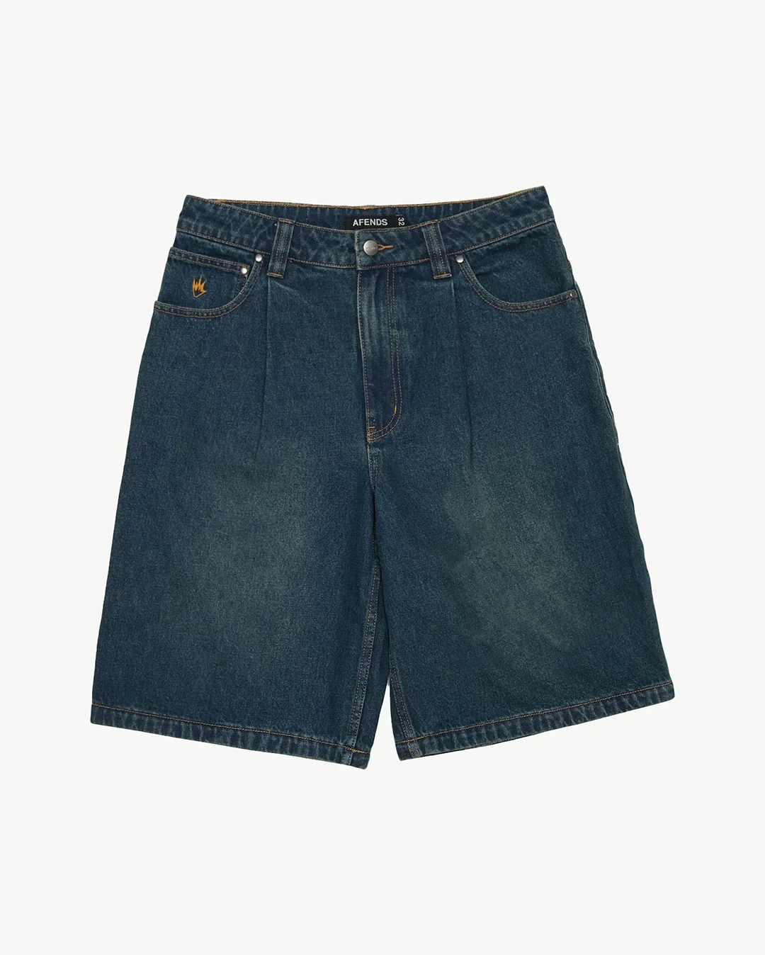 Fast Forward 24" Ultra Baggy Denim Pleated Shorts - Vintage Wash - Image 3