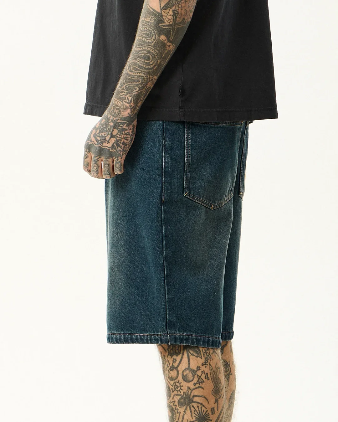 Fast Forward 24" Ultra Baggy Denim Pleated Shorts - Vintage Wash - Image 8