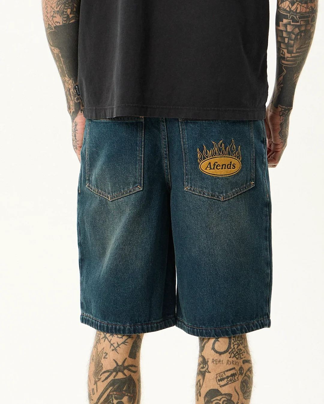 Fast Forward 24" Ultra Baggy Denim Pleated Shorts - Vintage Wash - Image 9