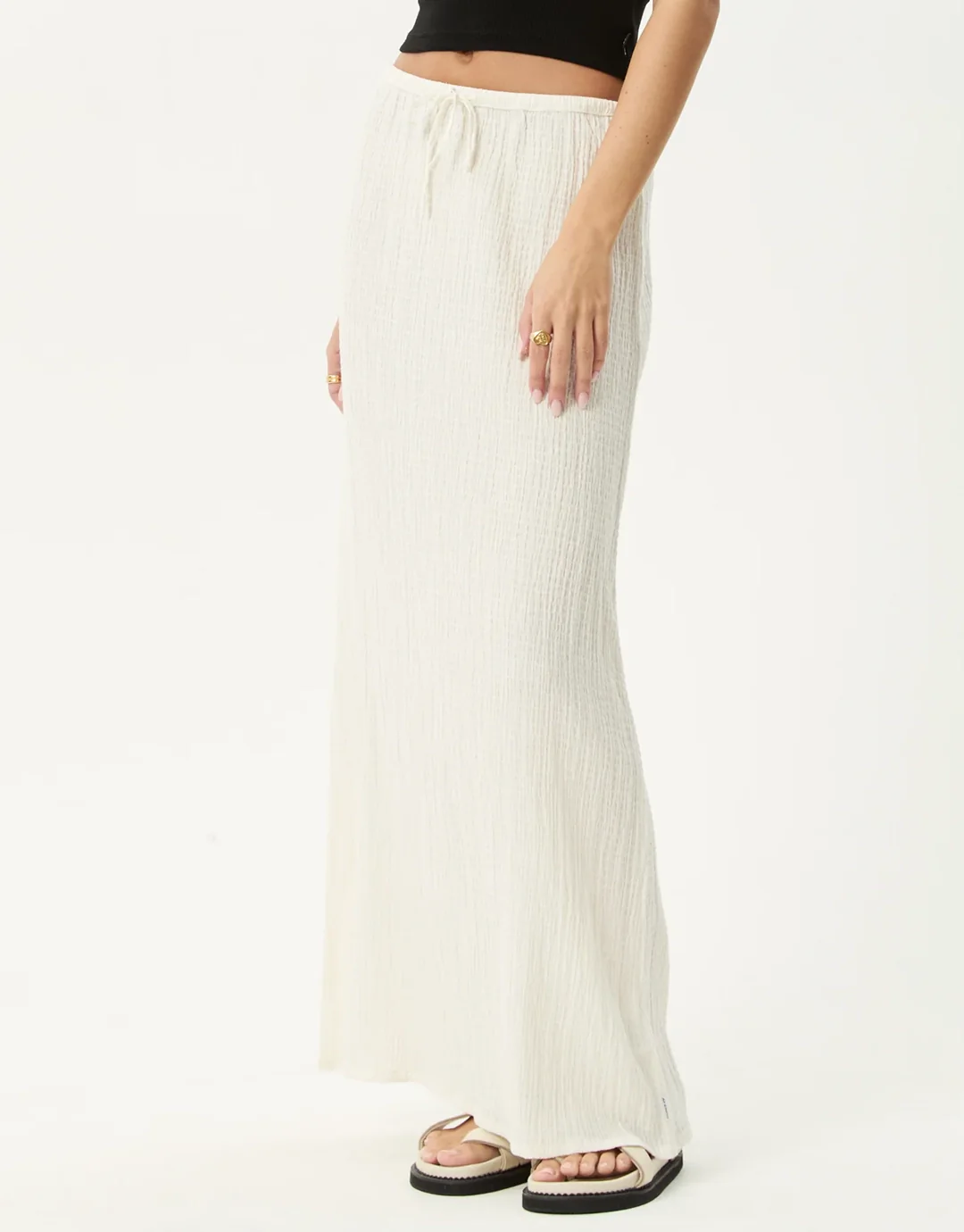 Focus Seersucker Maxi Skirt - Off White