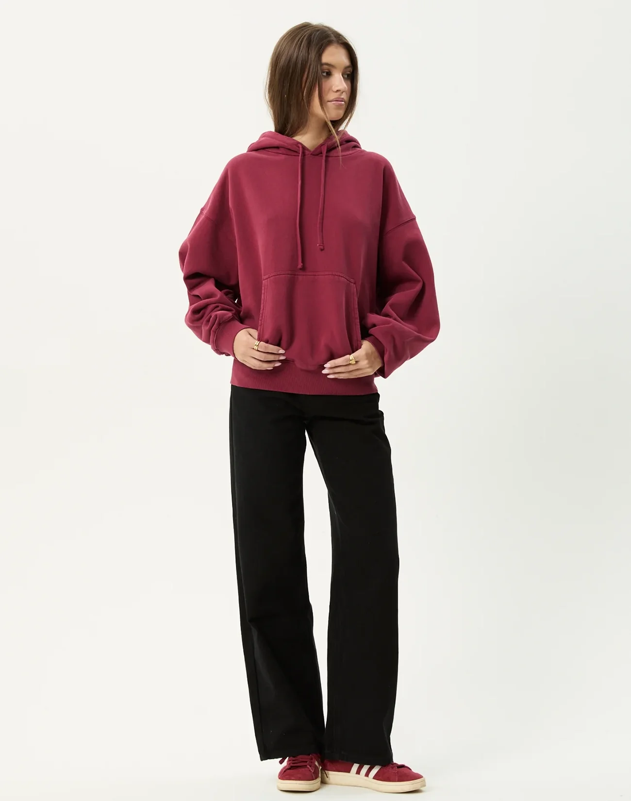 Genesis Boxy Hoodie - Washed Burgundy - Image 10