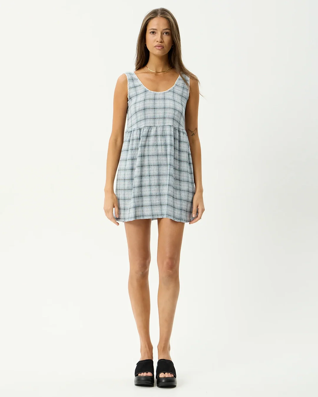 Lagoon Jesse - Seersucker Mini Dress - Overcast Check - Image 3