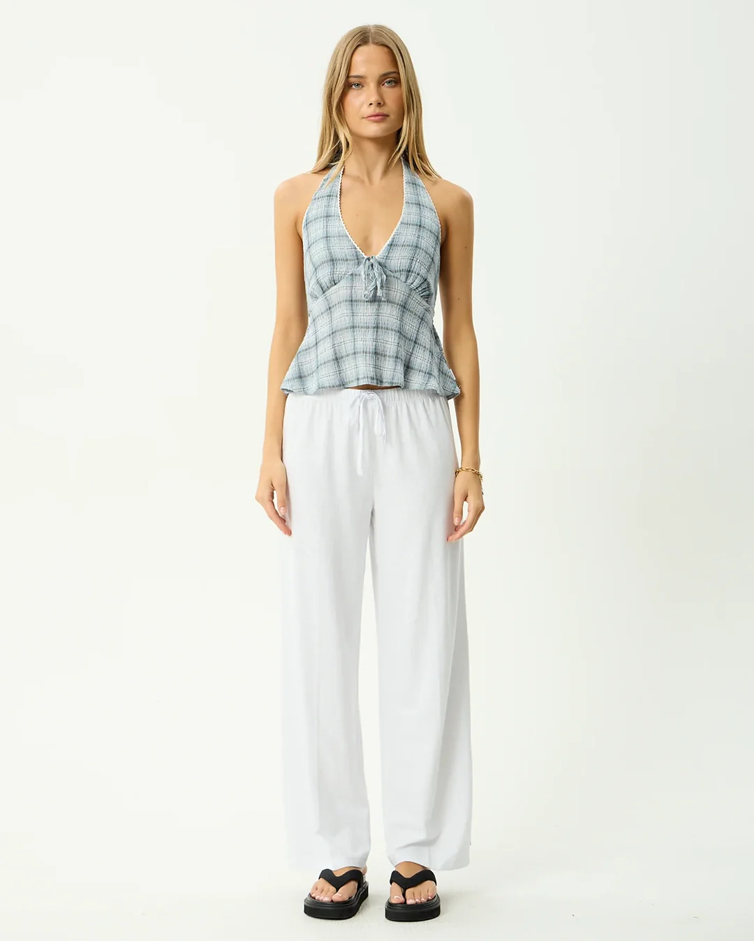 Lagoon - Seersucker Halter Top - Overcast Check - Image 4