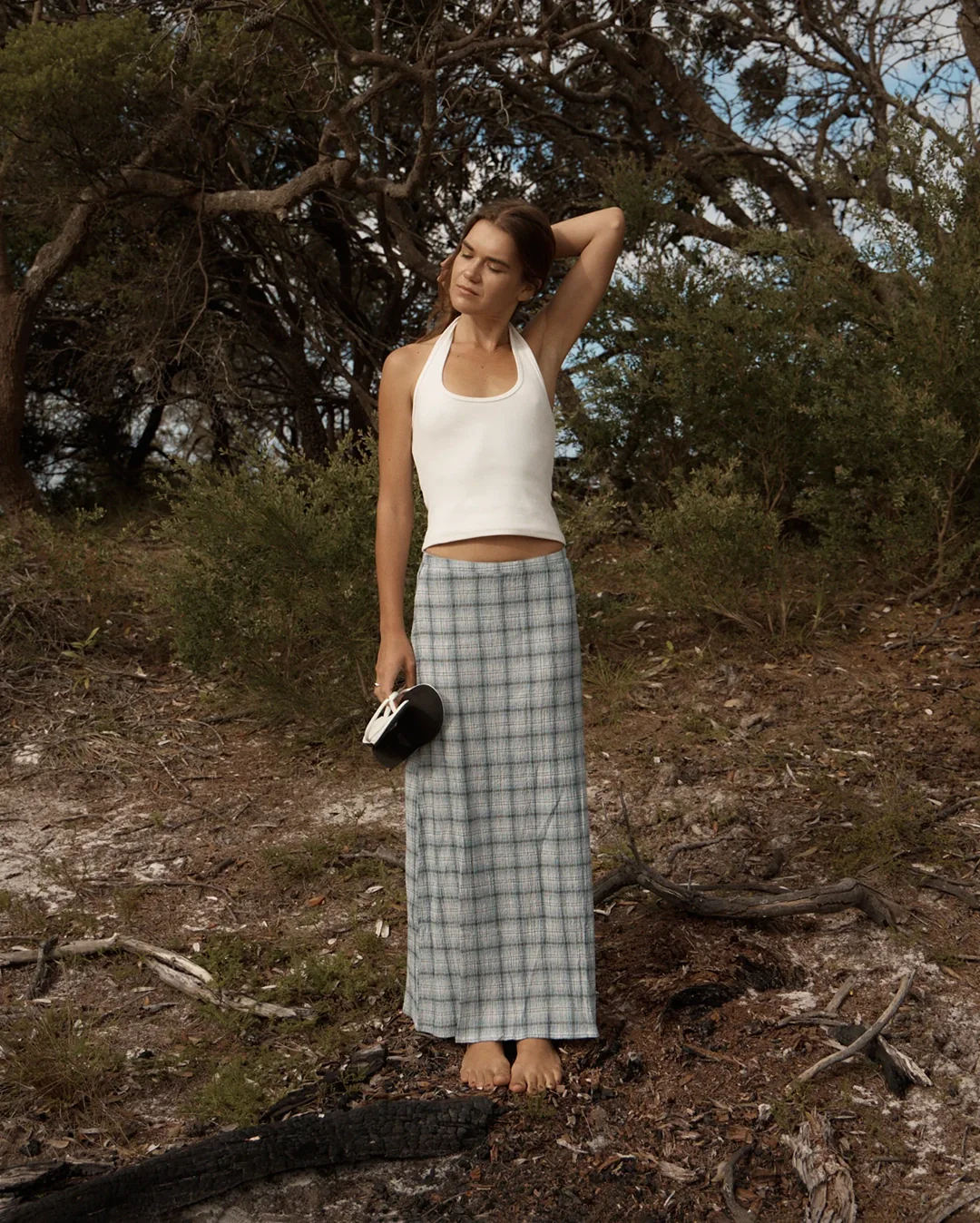 Lagoon - Seersucker Maxi Skirt - Overcast Check - Image 7