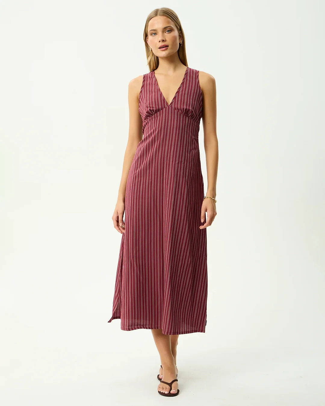 Ledger - Maxi Dress - Burgundy Stripe - Image 2