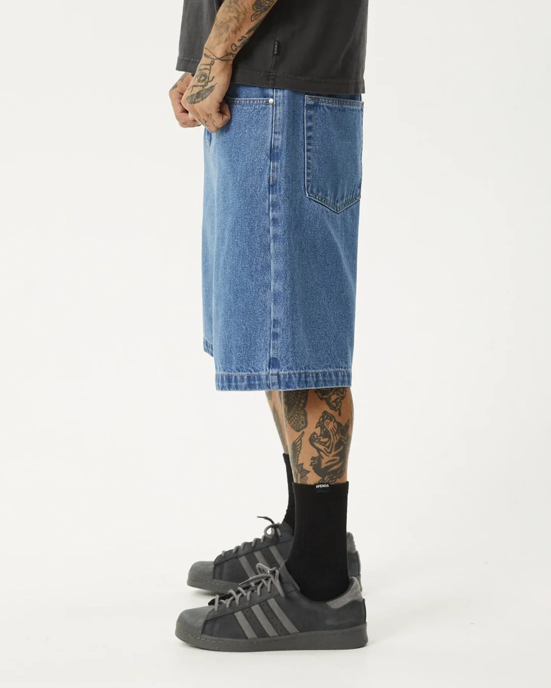 Lil C 22" Baggy Denim Shorts - Worn Blue - Image 3