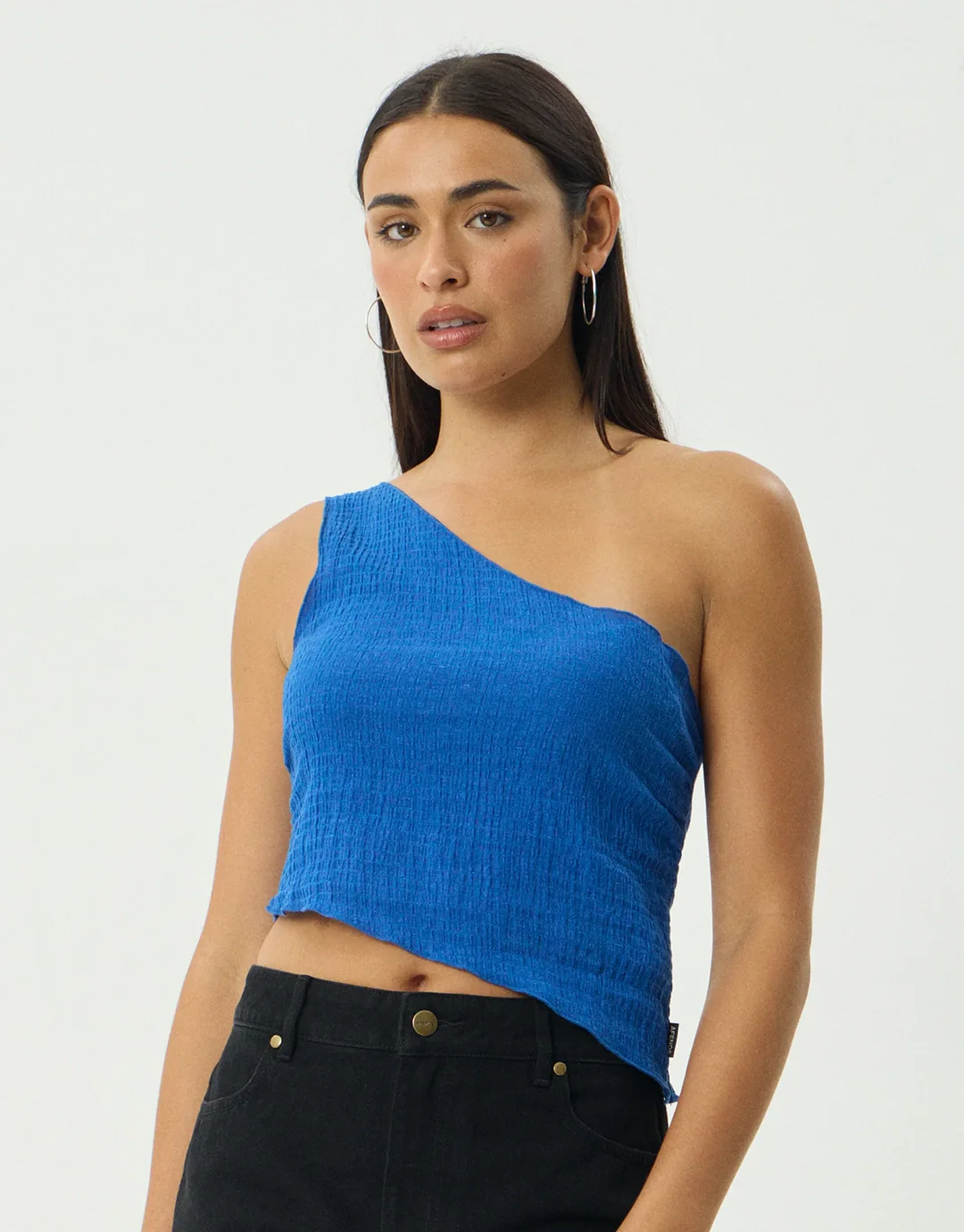 Marina Seersucker One Shoulder Top - Marina