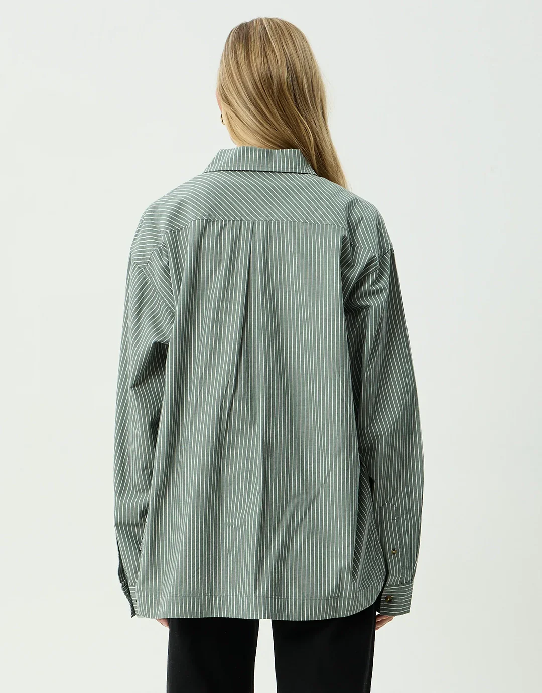 Pinned Oversized Striped Long Sleeve Shirt - Sycamore Stripe - Image 11