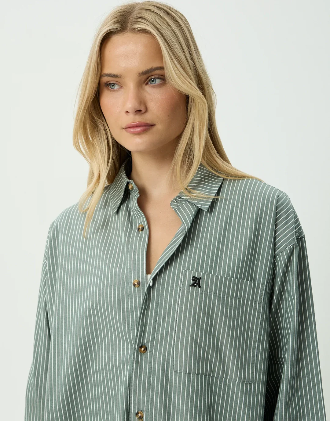 Pinned Oversized Striped Long Sleeve Shirt - Sycamore Stripe - Image 12