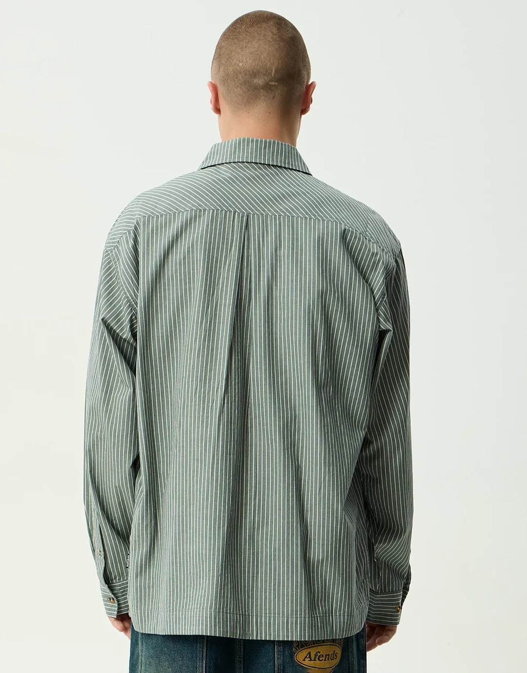 Pinned Oversized Striped Long Sleeve Shirt - Sycamore Stripe - Image 3