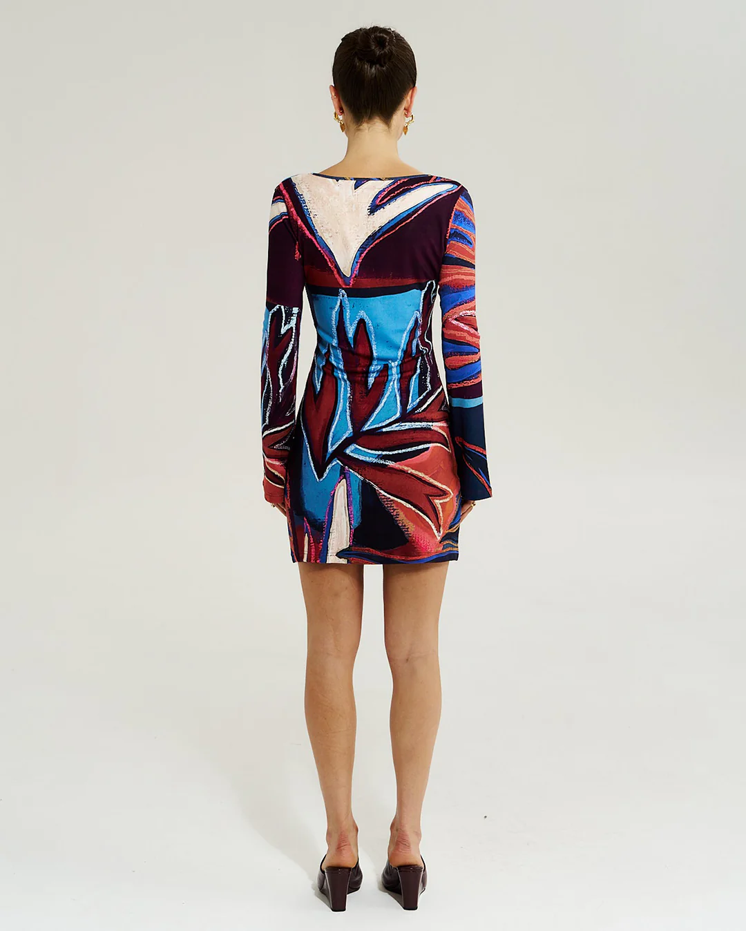 Amie Long Sleeve Mini Dress - Bordeaux - Image 4