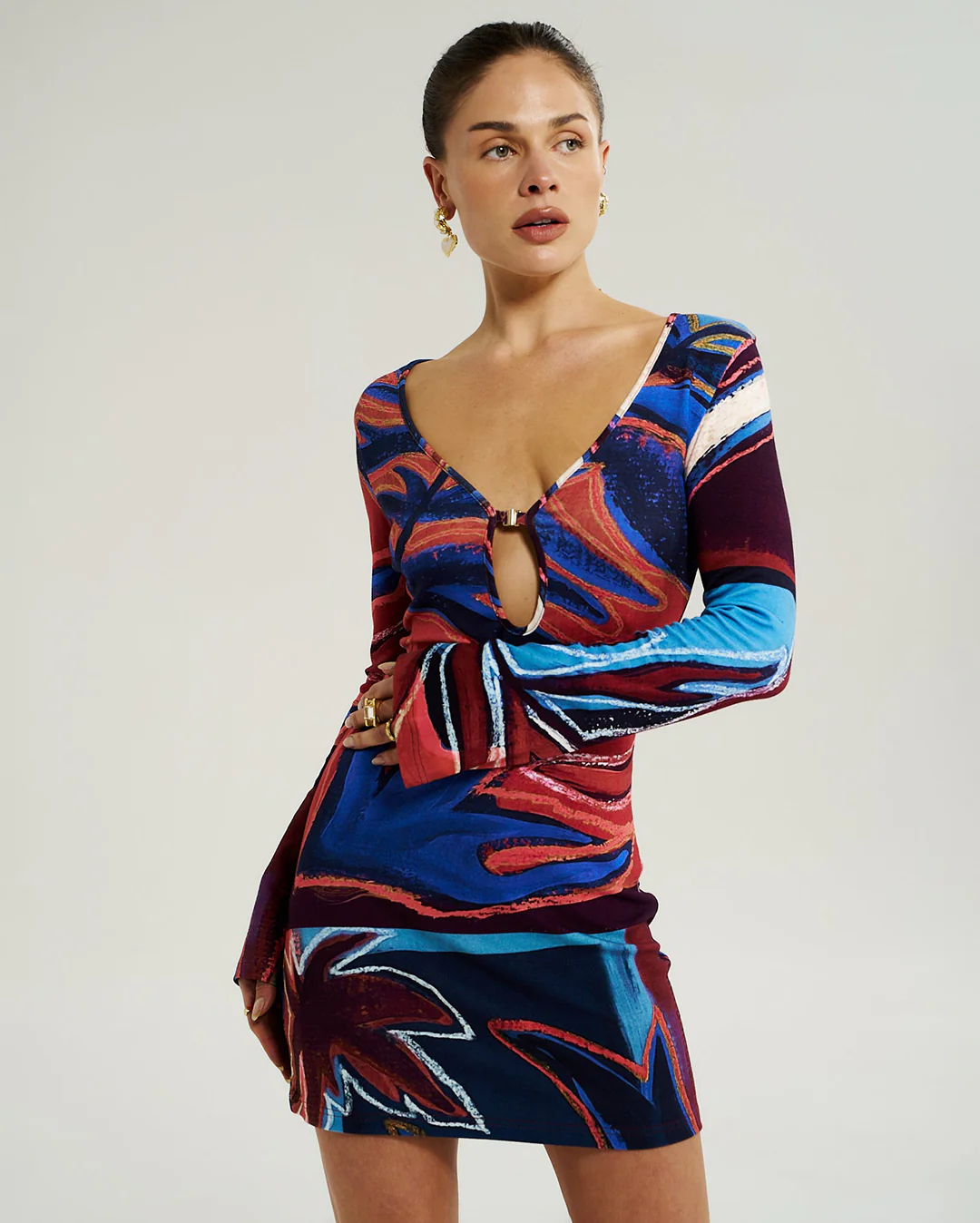 Amie Long Sleeve Mini Dress - Bordeaux - Image 6