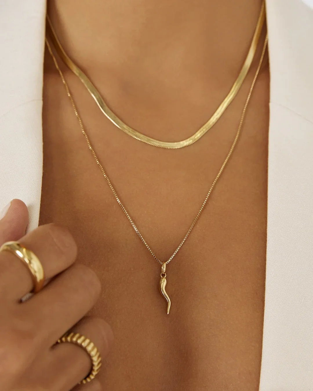 Cornicello Gold Charm Necklace - Gold - Image 6