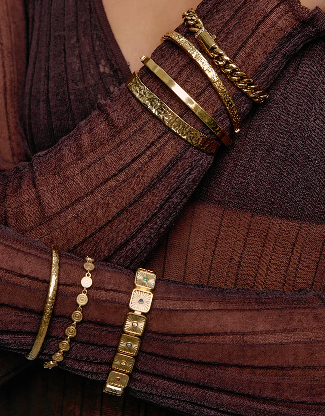 Olivia Gold Cuff Bracelet - Gold - Image 4