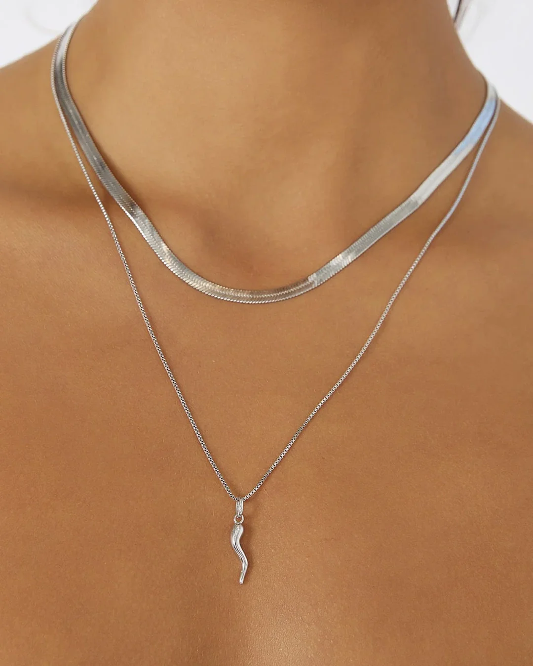 Sylvia Snake Chain Necklace - Silver - Image 3