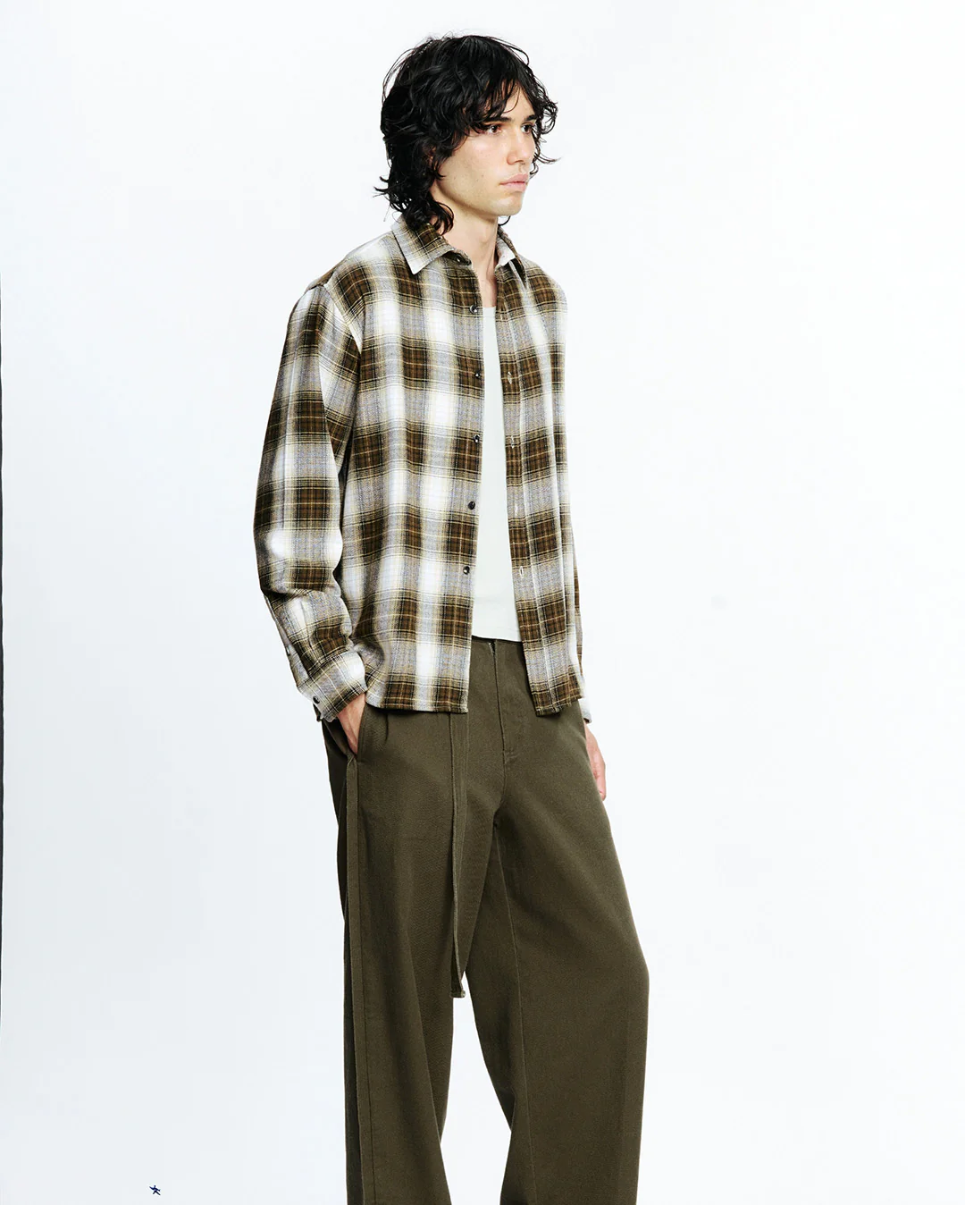 Hold Long Sleeve Shirt - Brown Check - Image 3