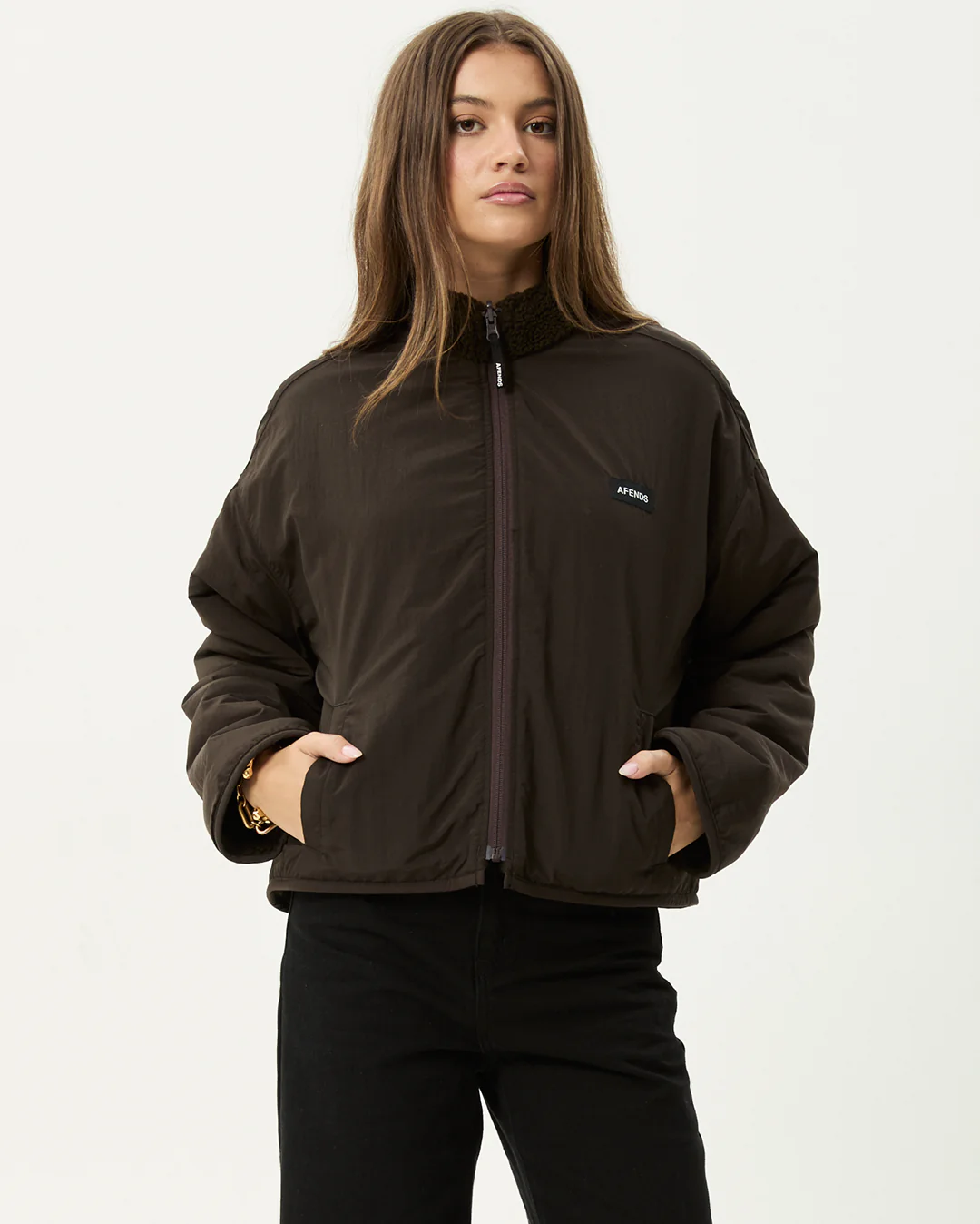 Berlin - Reversible Polar Fleece Jacket - Coffee