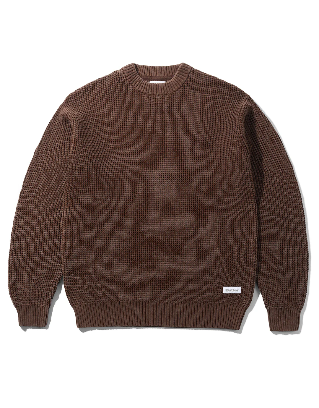 Distressed Waffle Knit Sweater - Washed Bark - Image 2