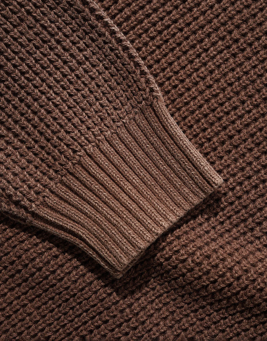 Distressed Waffle Knit Sweater - Washed Bark - Image 3