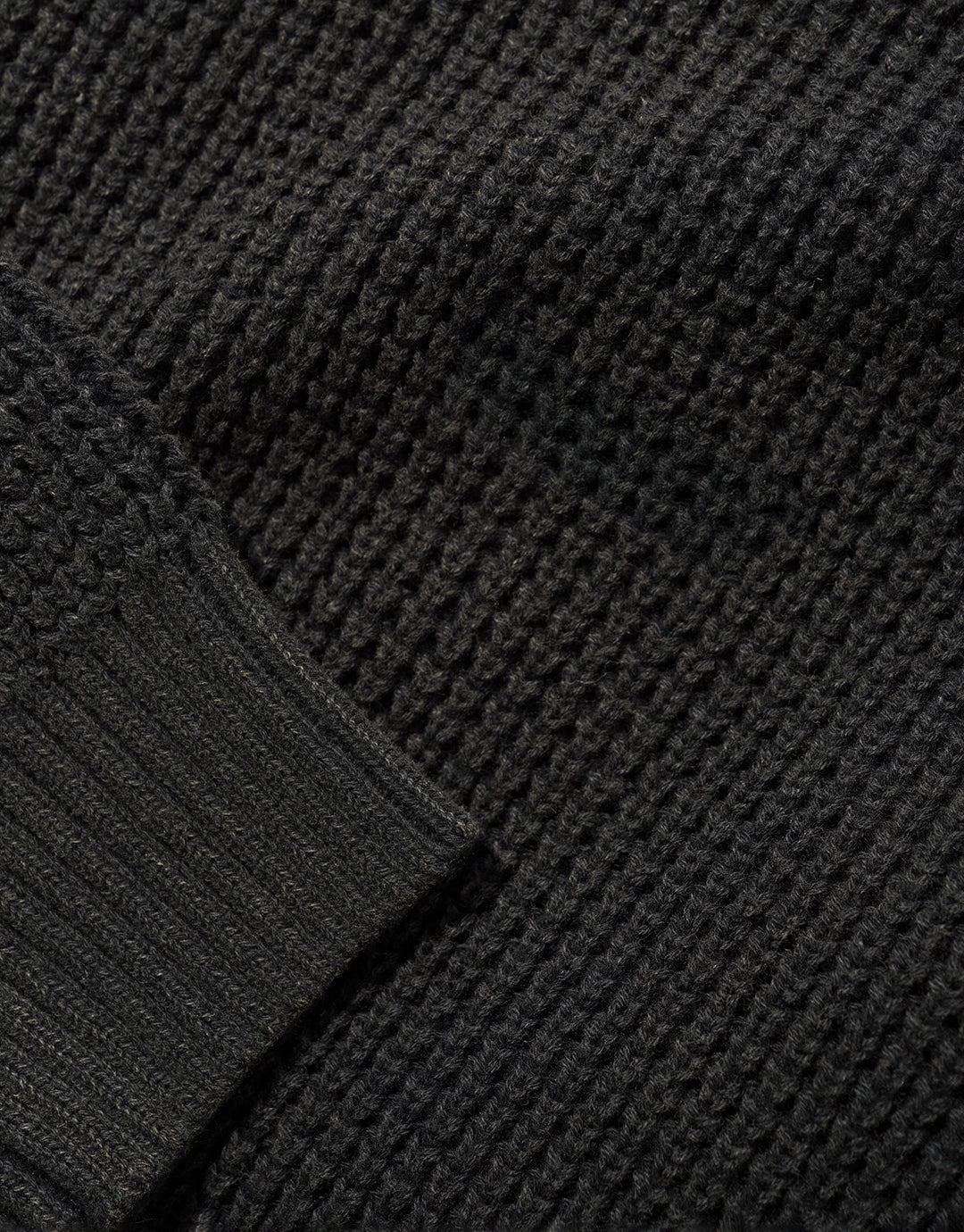 Distressed Waffle Knit Sweater - Washed Black - Image 2