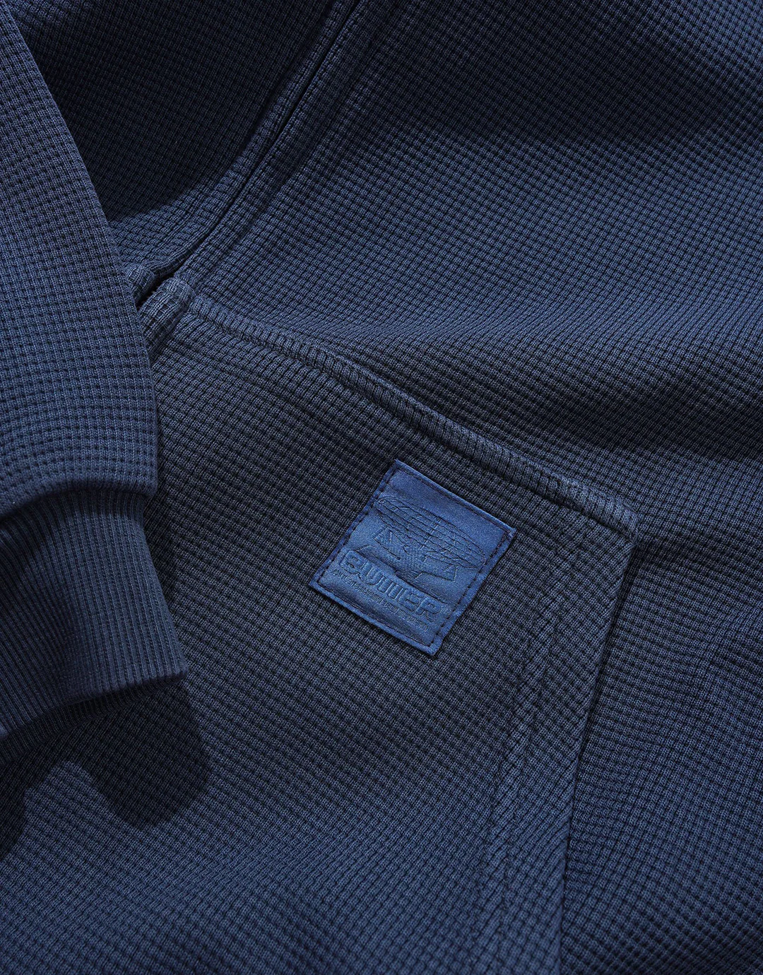 Waffle Zip-Through Hoodie - Navy Overdye - Image 3