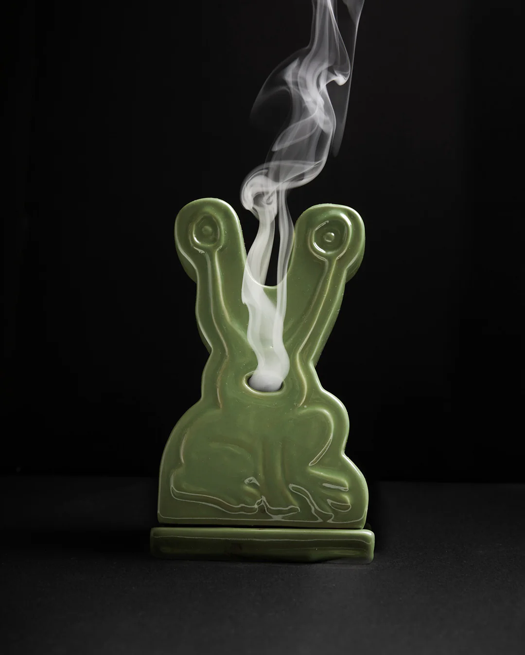 Frog Ceramic Incense Holder - Light Green - Image 2
