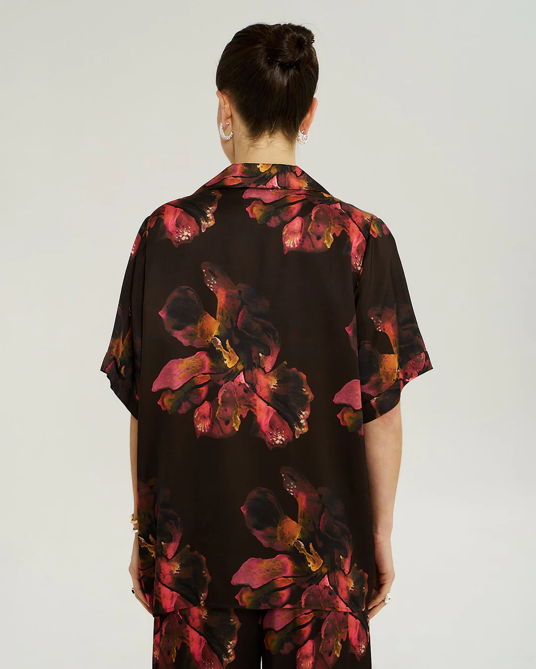Button Up SS Shirt - Chocolat Petals - Image 3