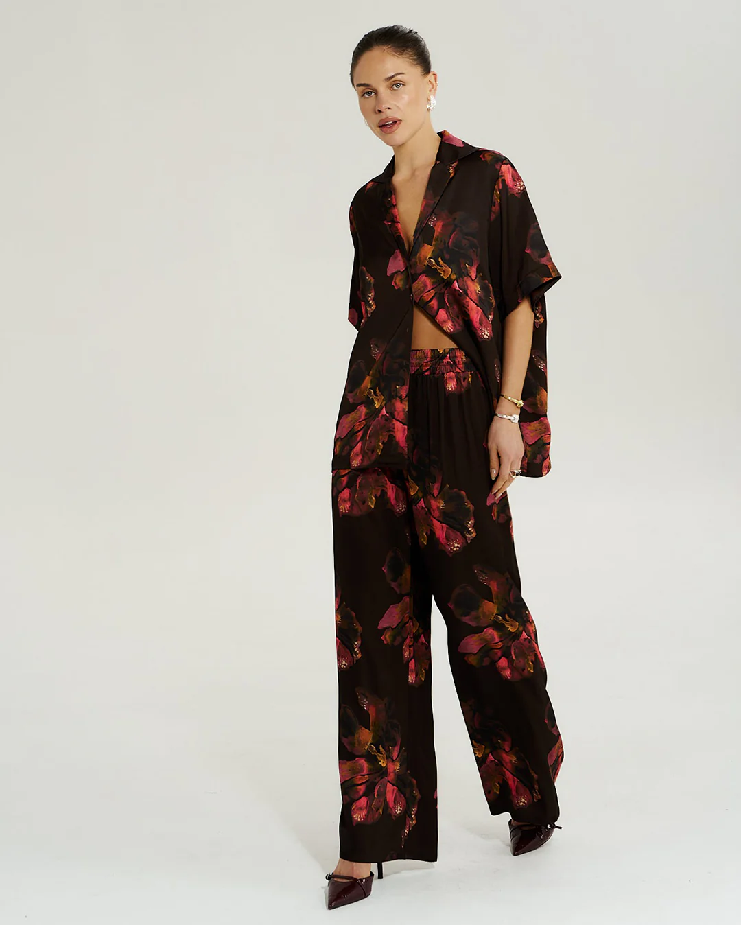 Button Up SS Shirt - Chocolat Petals - Image 4