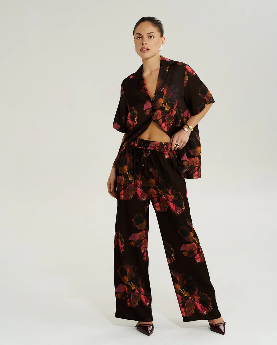 Button Up SS Shirt - Chocolat Petals - Image 5