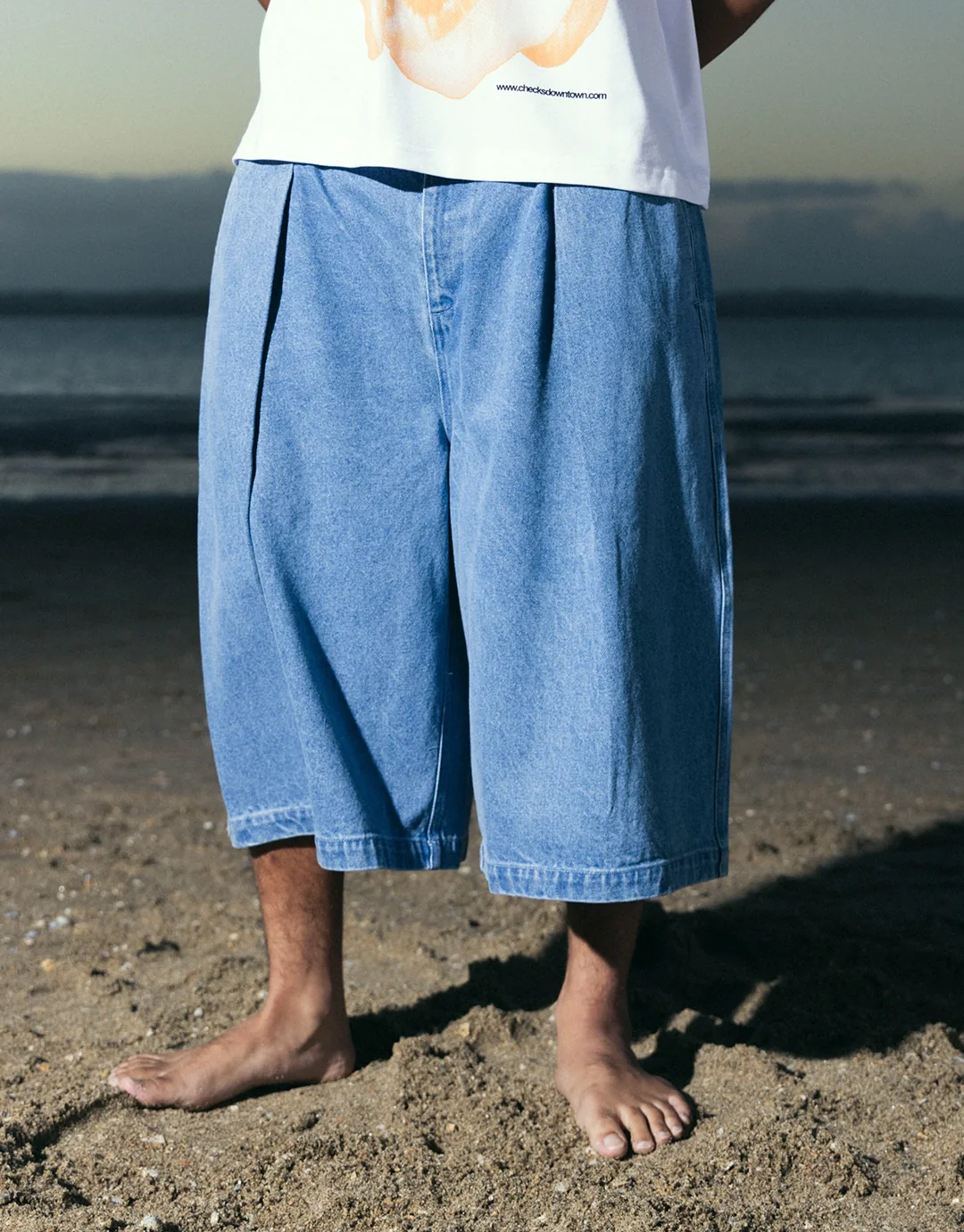 Hakama Shorts - Washed Denim