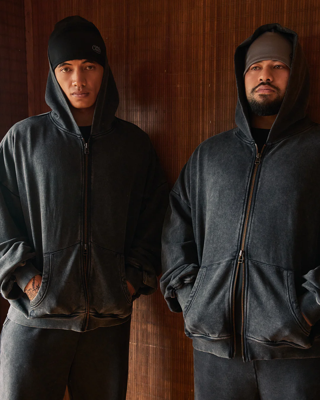 Lark Zip Hoodie - Black Wash - Image 5