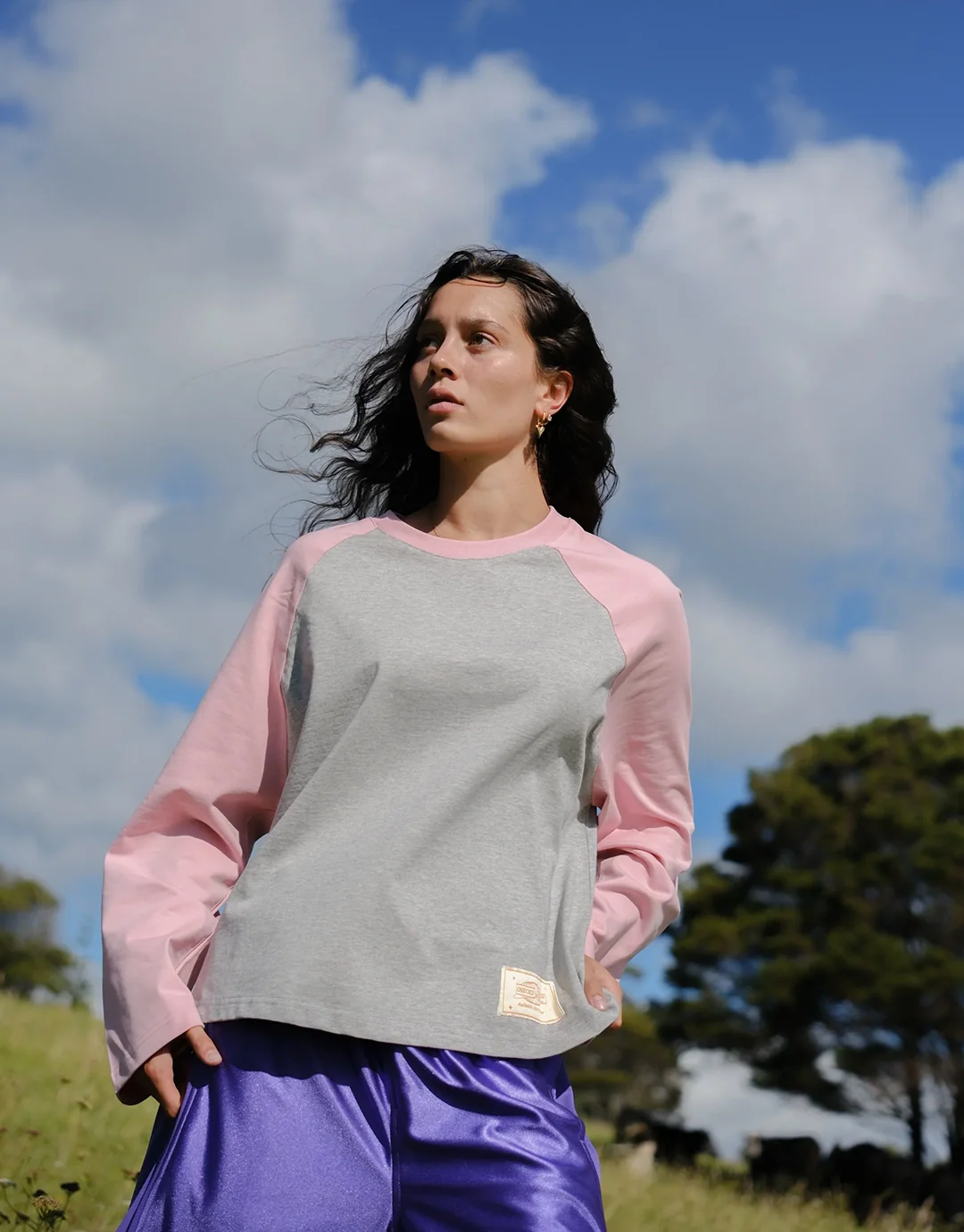 Crew Raglan Jersey - Grey/Pink