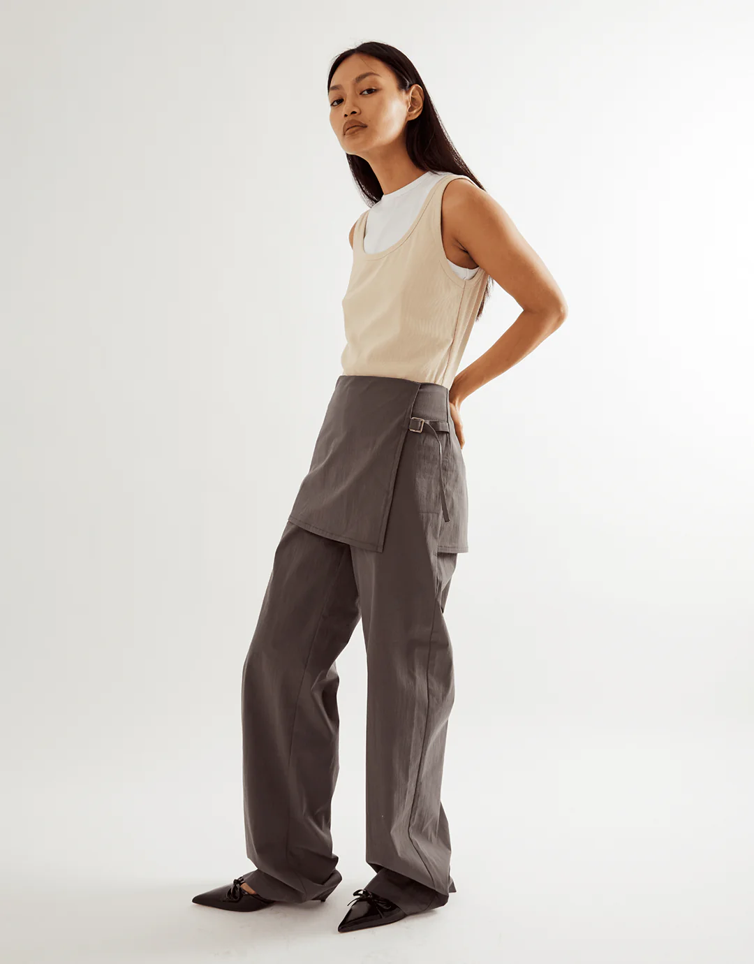 Millie Double Layer Tank - Sand/White - Image 7