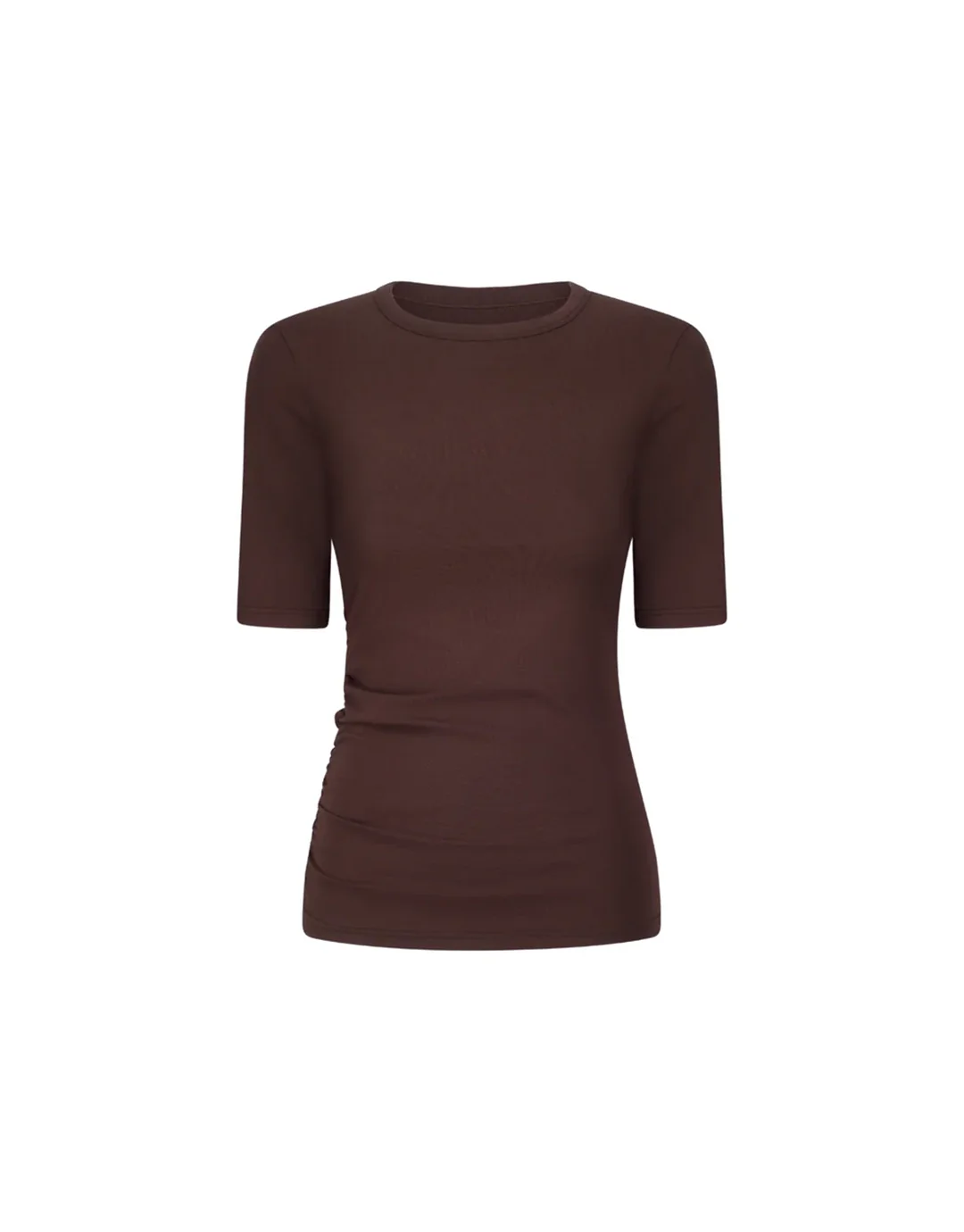 Ruched SS Tee - Choc - Image 7