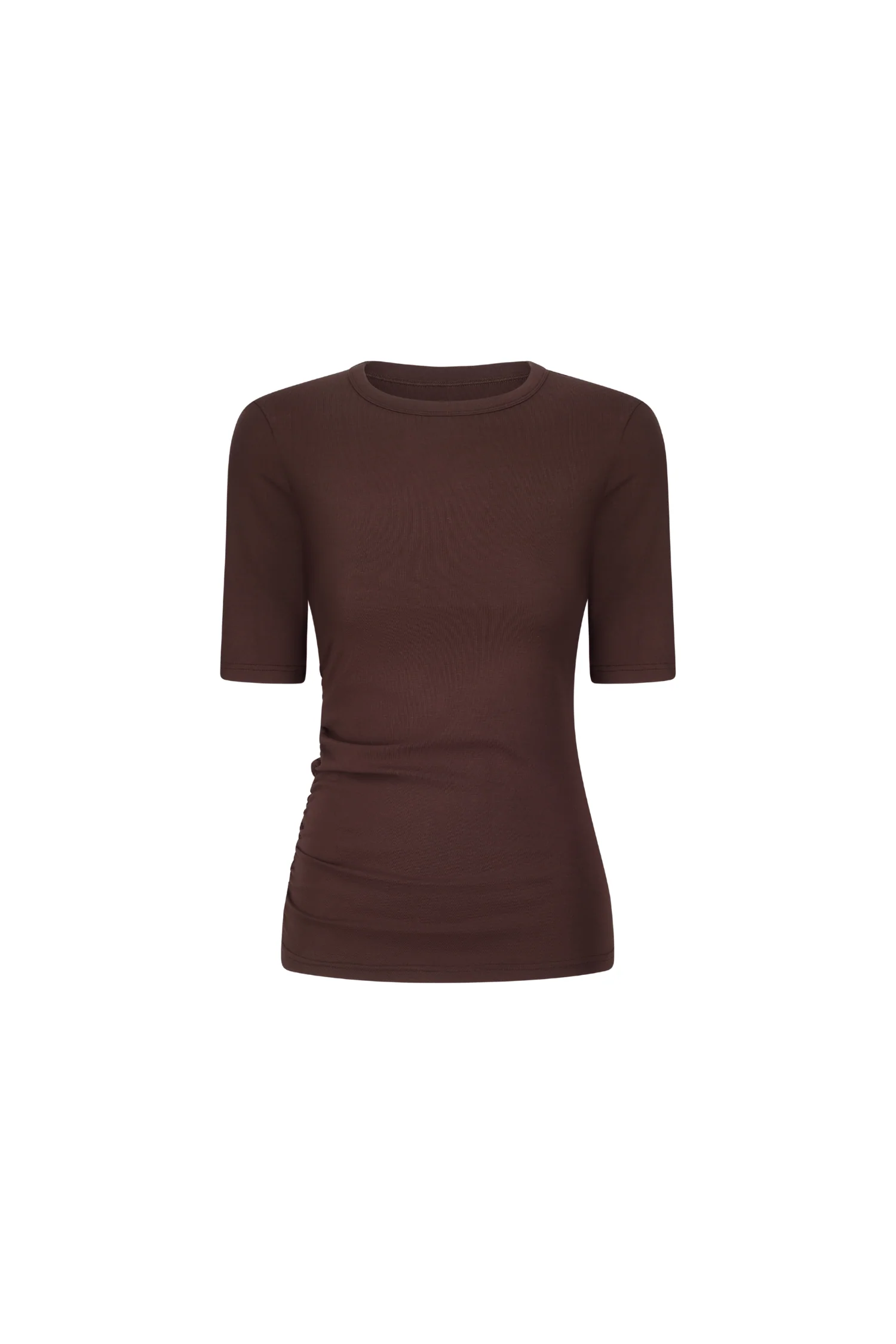 Ruched SS Tee - Choc - Image 9