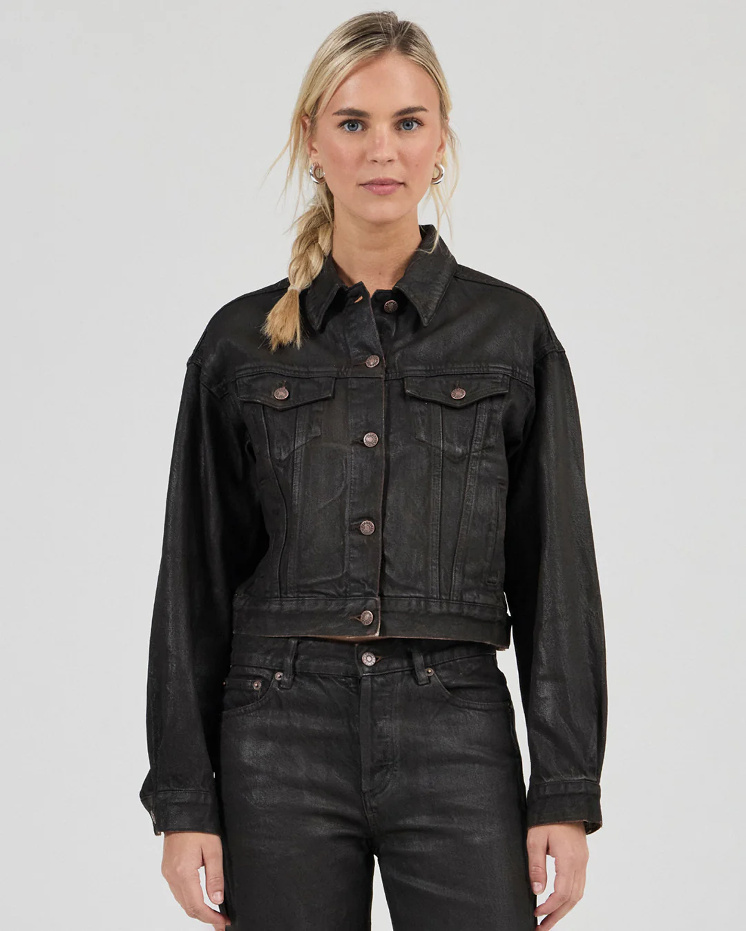 Cropped Denim Jacket Espresso Coated - Espresso