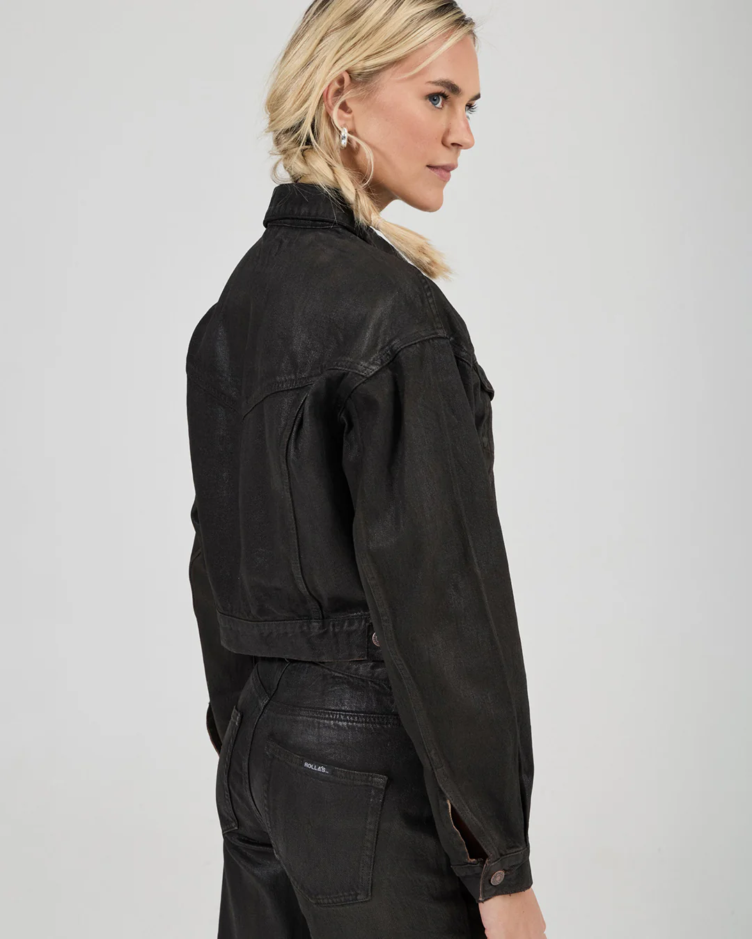 Cropped Denim Jacket Espresso Coated - Espresso - Image 2