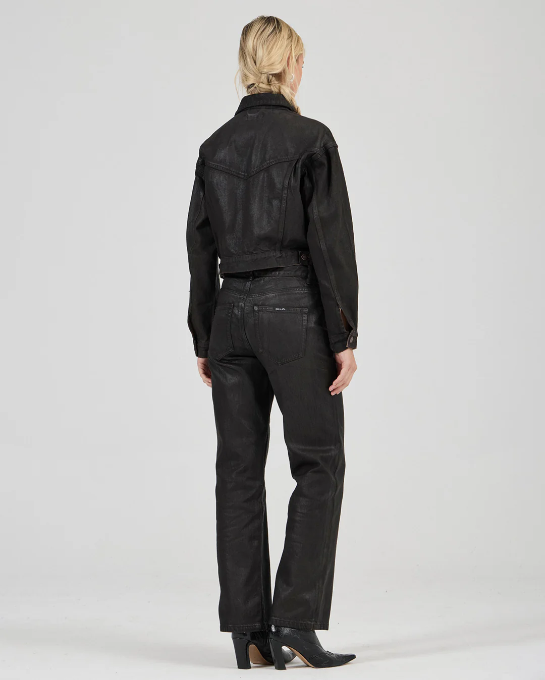 Cropped Denim Jacket Espresso Coated - Espresso - Image 4
