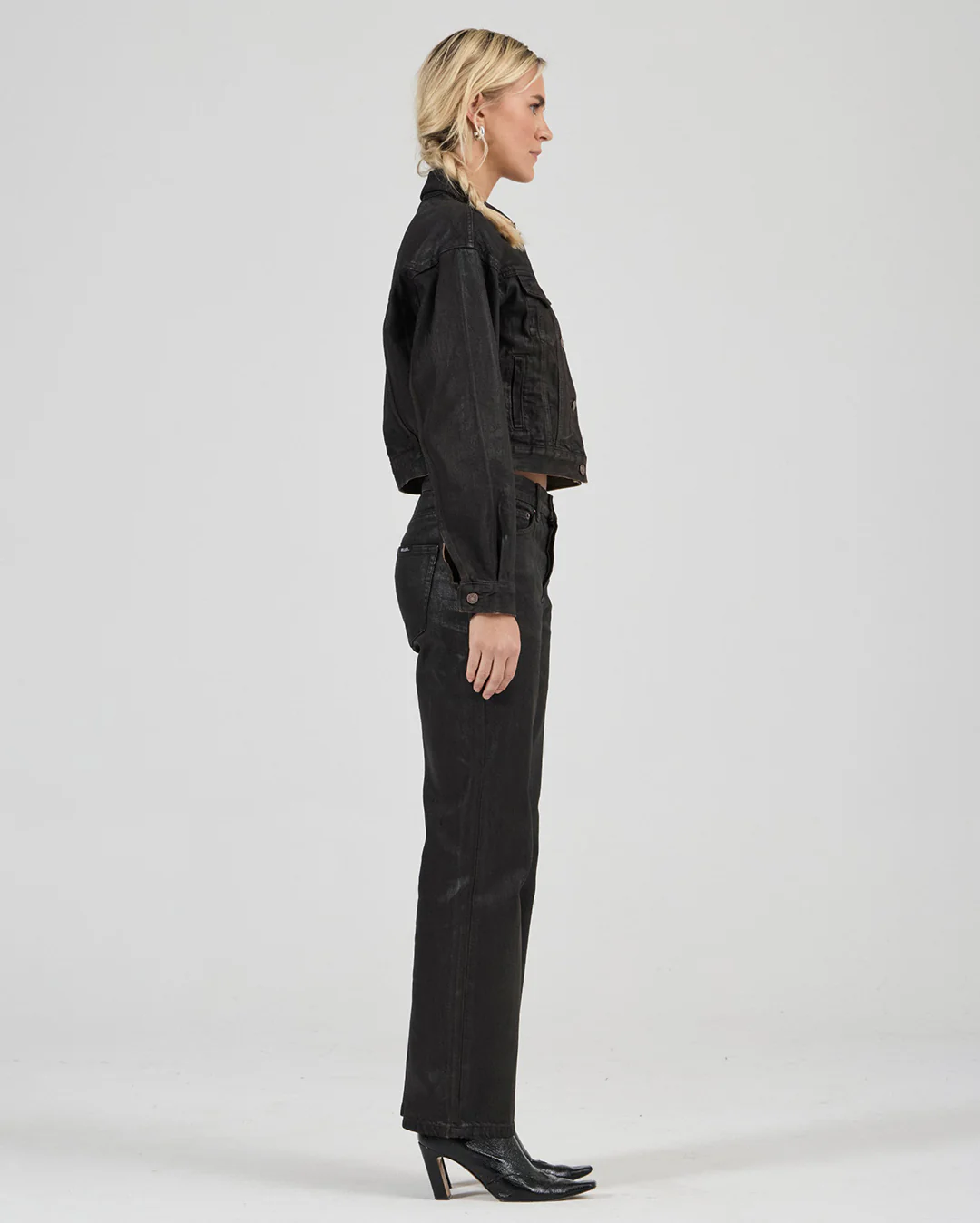 Cropped Denim Jacket Espresso Coated - Espresso - Image 5
