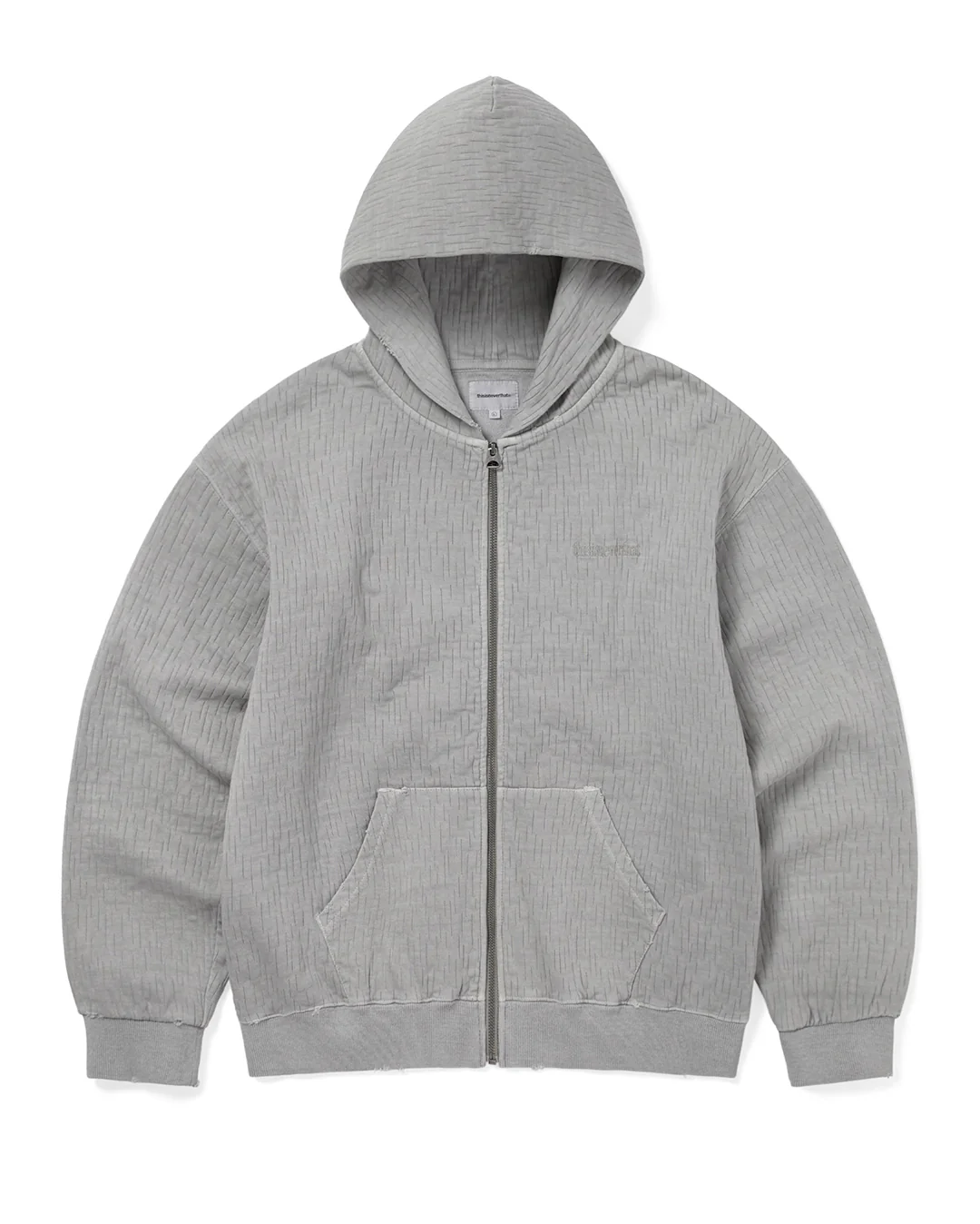 Damaged Zip Up Hoodie - Khaki Grey