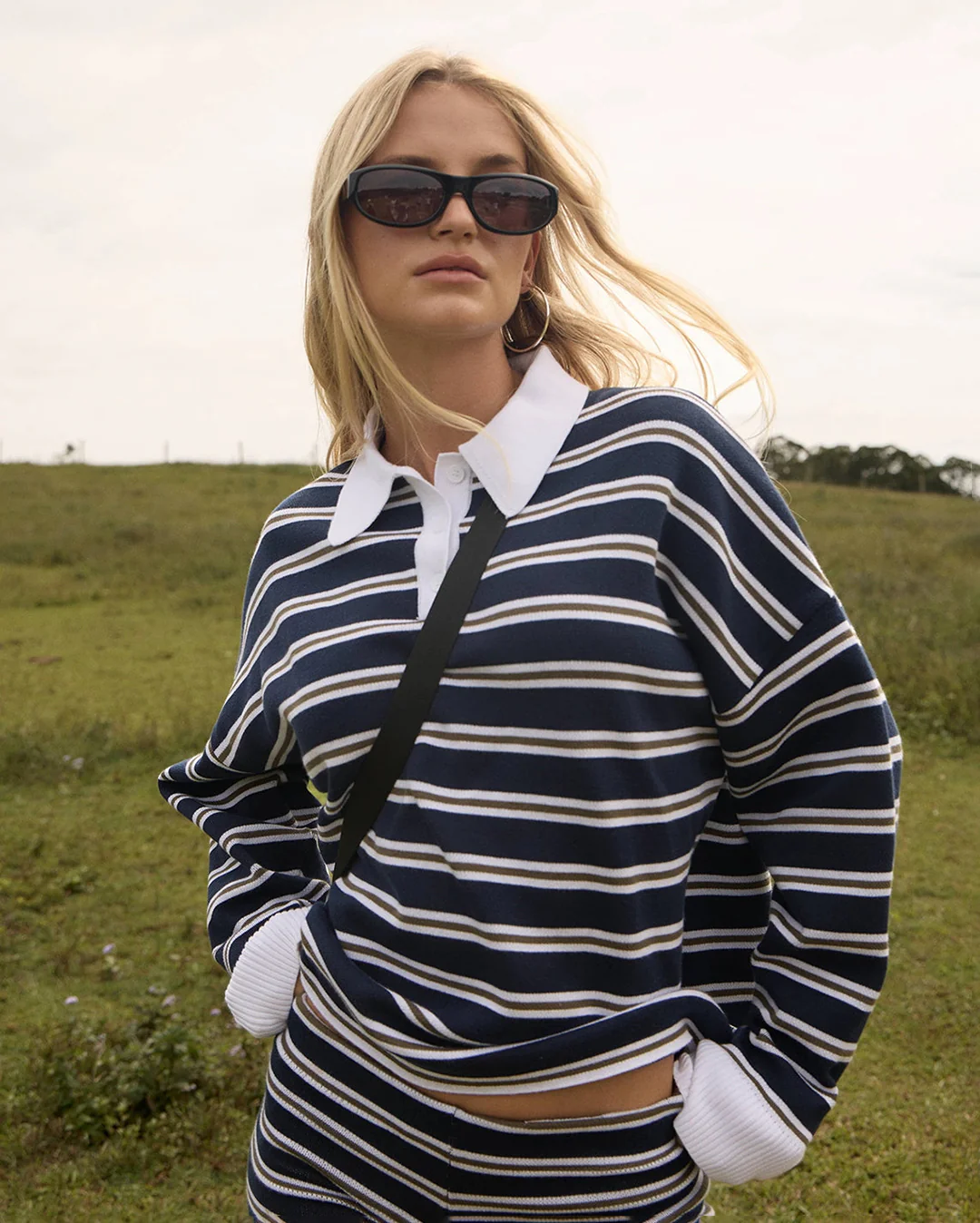 Delta - Recycled Knit Shirt - Navy Stripe - Image 2
